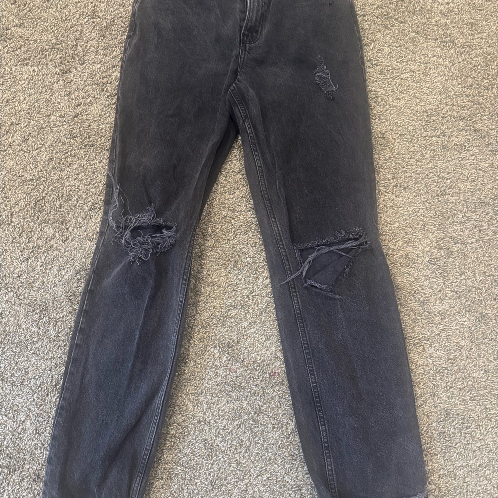 Abercrombie 90’s straight Distressed Black Jeans sz 27